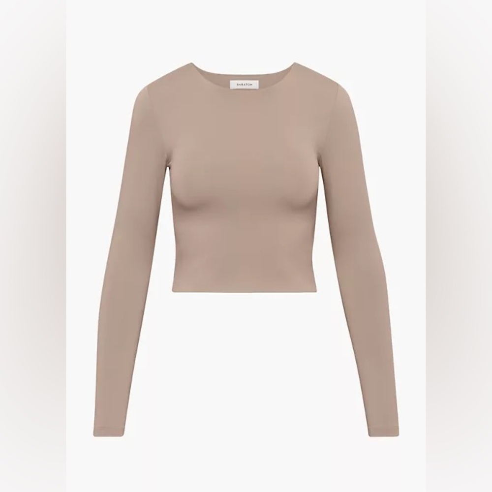Babaton Contour Crew Long Sleeve in Warm Taupe Size Small